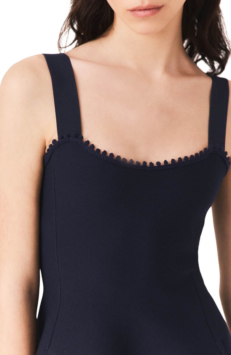 maje Dress with crochet panels, Alternate, color, Navy