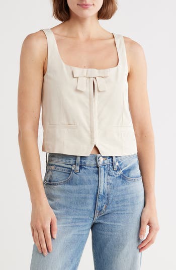 Vigoss Bow Vest Top In Neutral