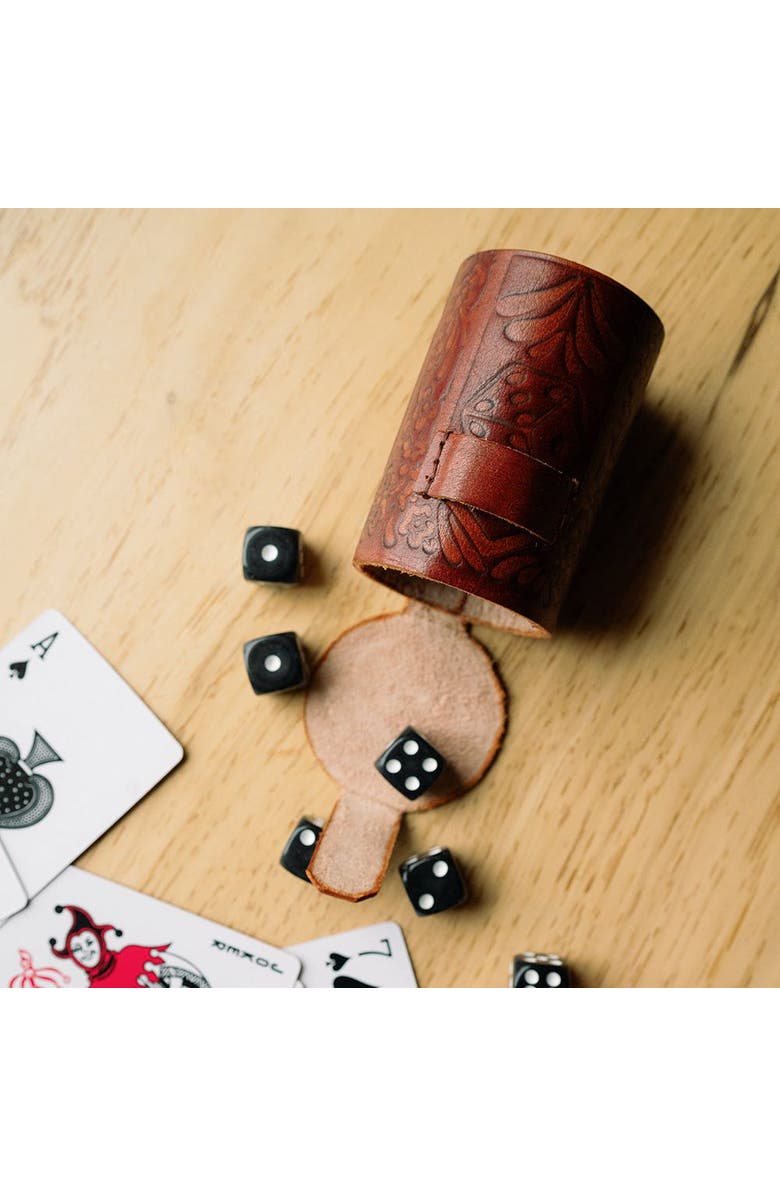 Matr Boomie Leather Dice Cup Set - 6 Dice, Hand Tooled, Alternate, color, Multicolor