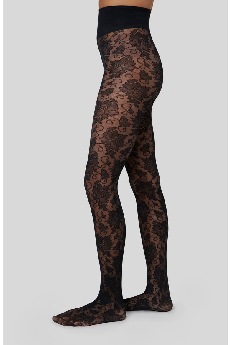 Lily Lace Tights, Main, color, BLACK