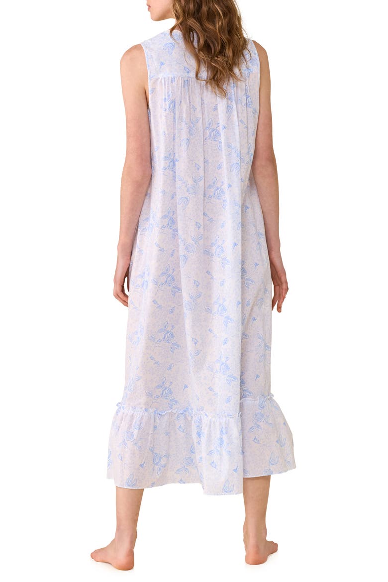 Sleeveless Cotton Woven Lawn Ballet Nightgown, Alternate, color, WHITE BLUE