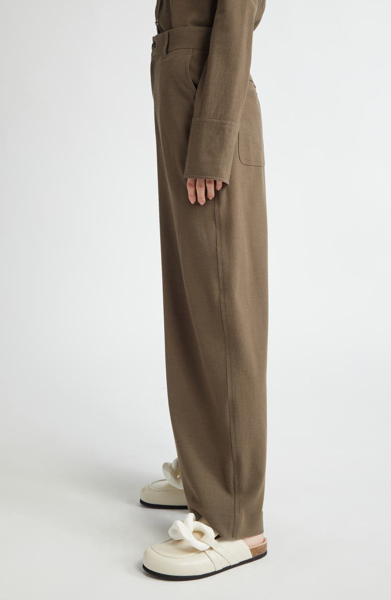 JW Anderson Straight Leg Wool Blend Crêpe Trousers, Alternate, color, 