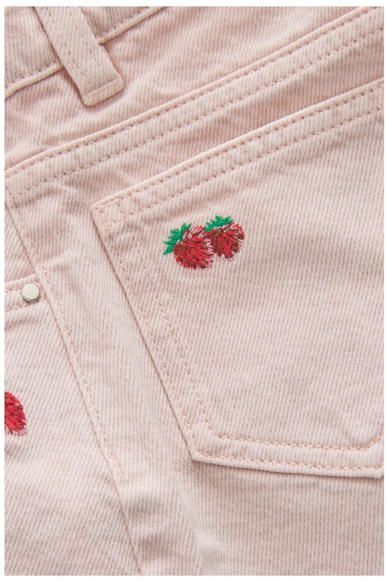 Kids' Embroidered Fruit Denim Shorts, Alternate, color, PINK