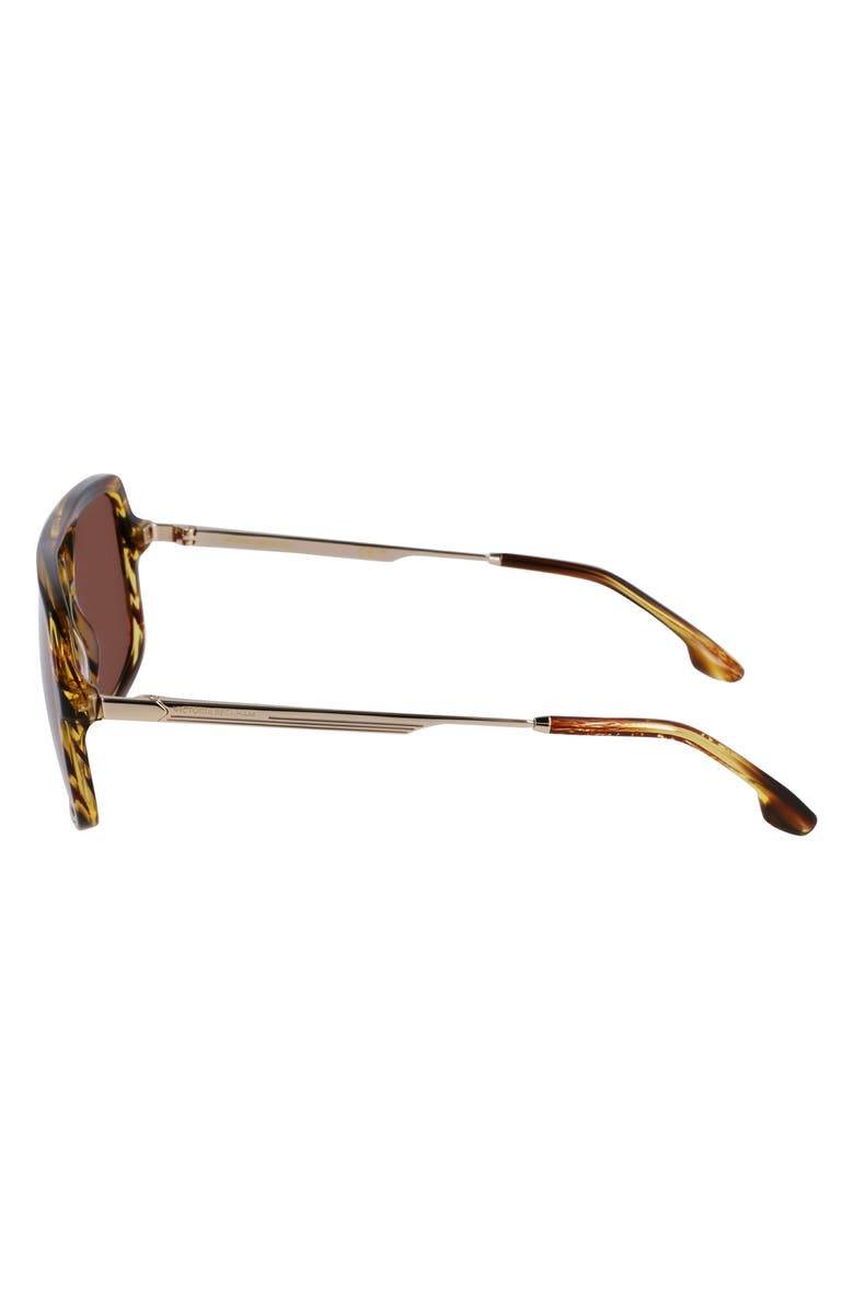 Victoria Beckham V Line 58mm Navigator Sunglasses, Alternate, color, Striped Tobacco