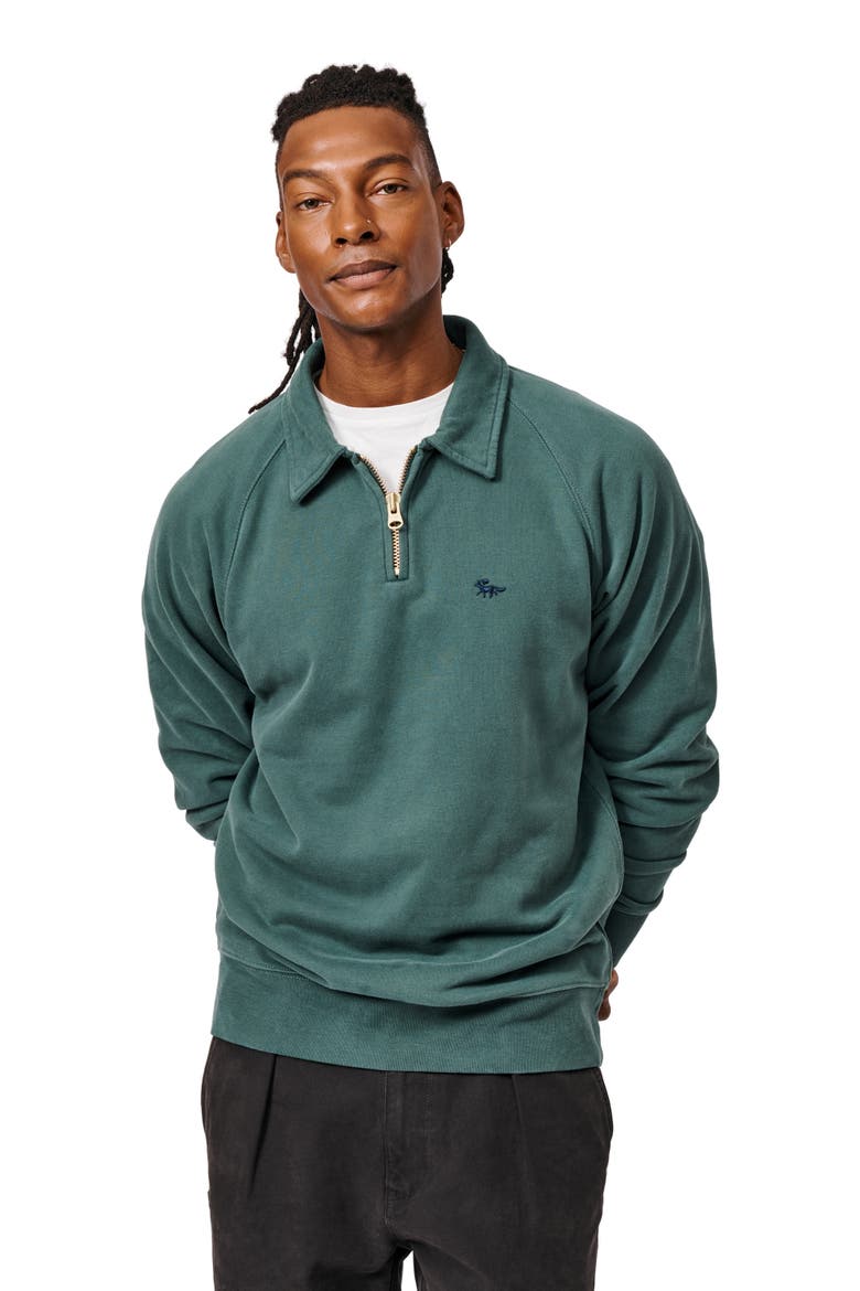 Dunster Zip Neck Sweatshirt, Main, color, Racing Green