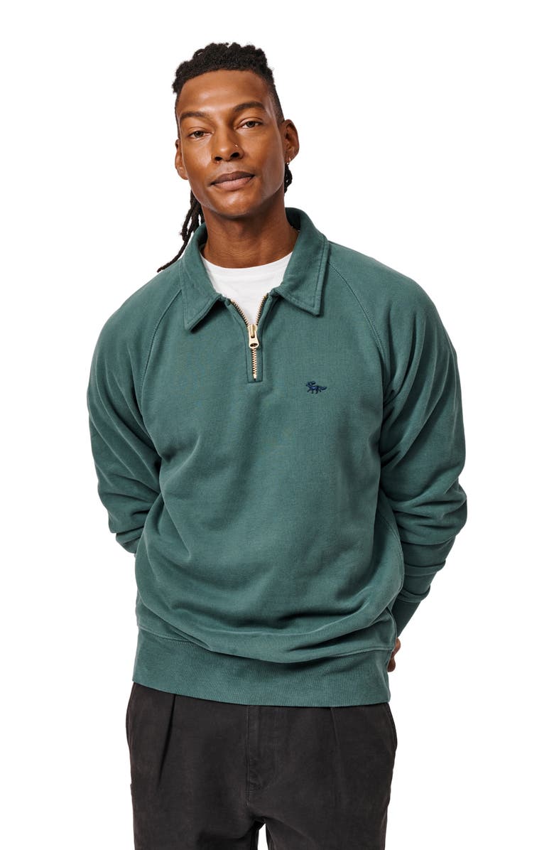 Aubin Dunster Zip Neck Sweatshirt, Main, color, Racing Green
