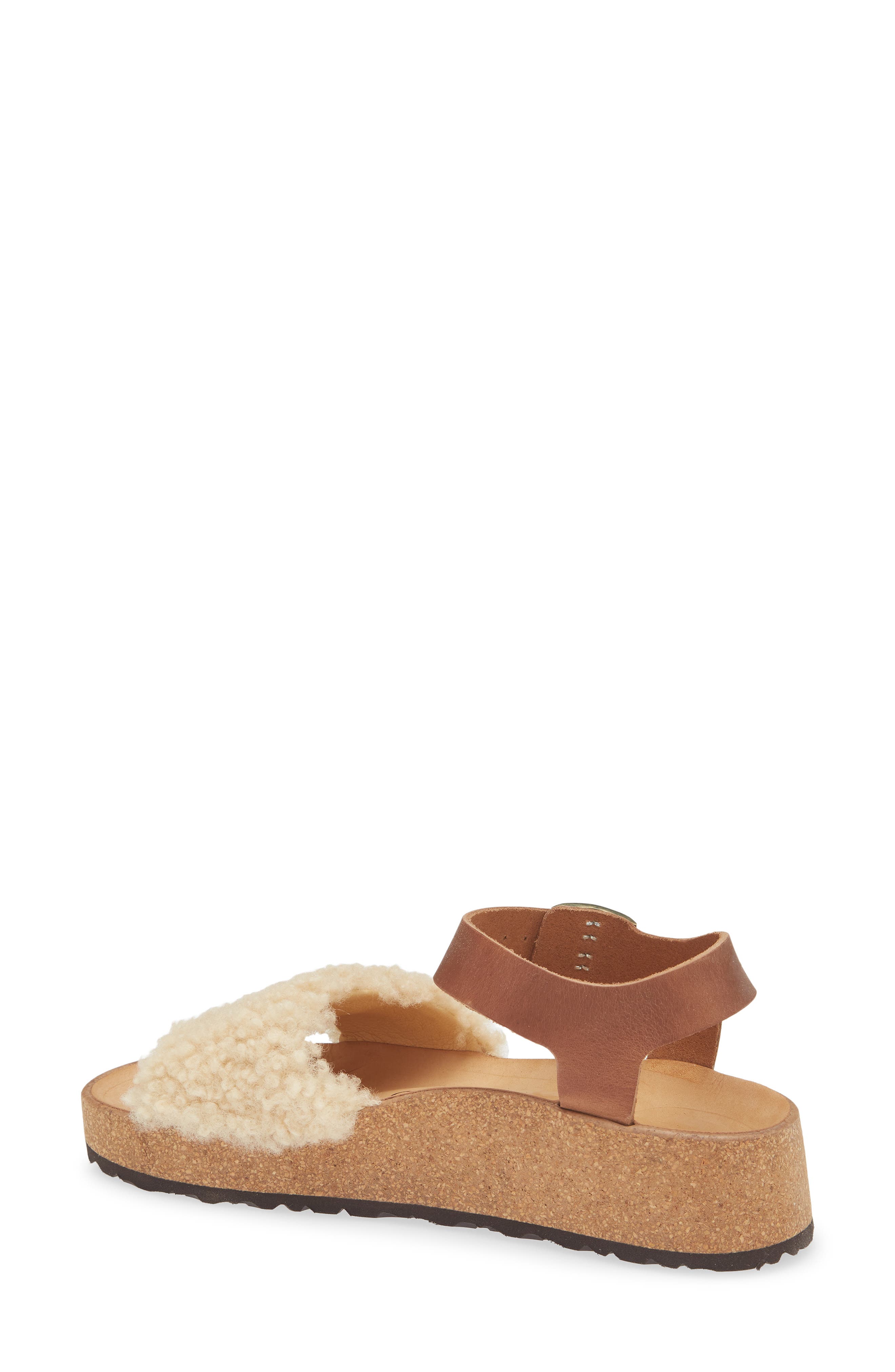 Glenda Genuine Shearling Platform Sandal, Alternate, color, COGNAC