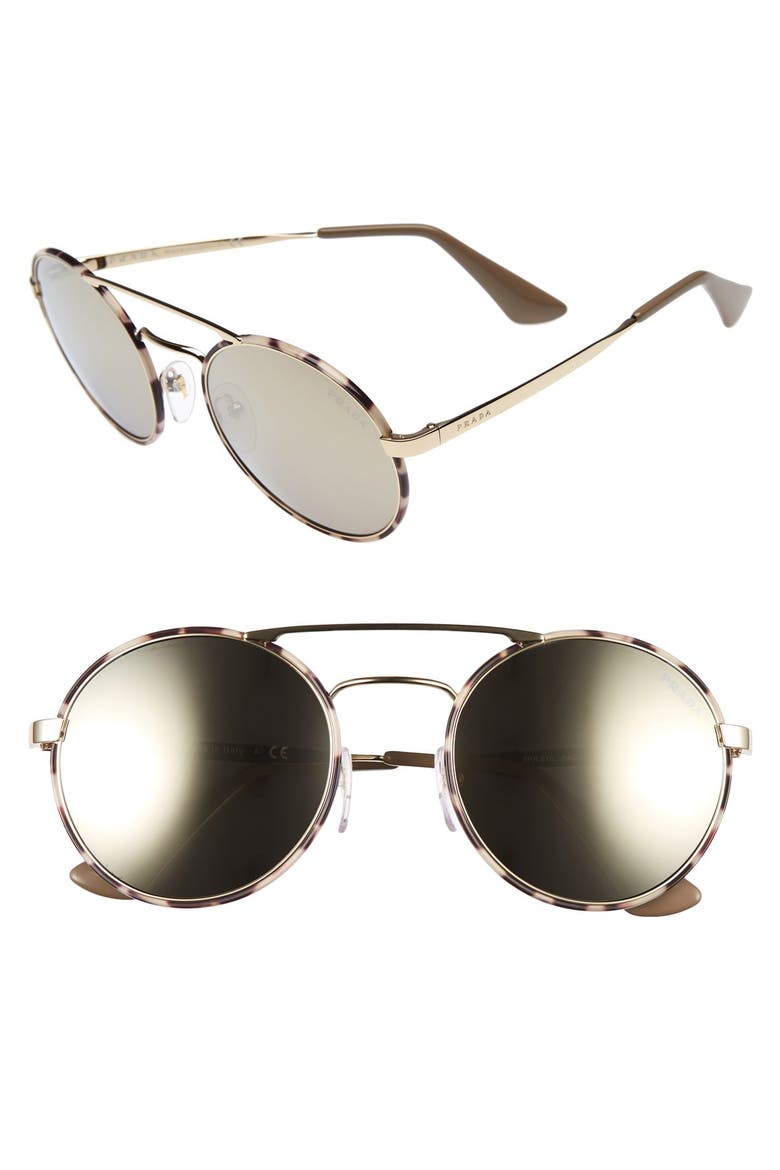 54mm Round Sunglasses, Main, color, PALE GOLD/ TORTOISE