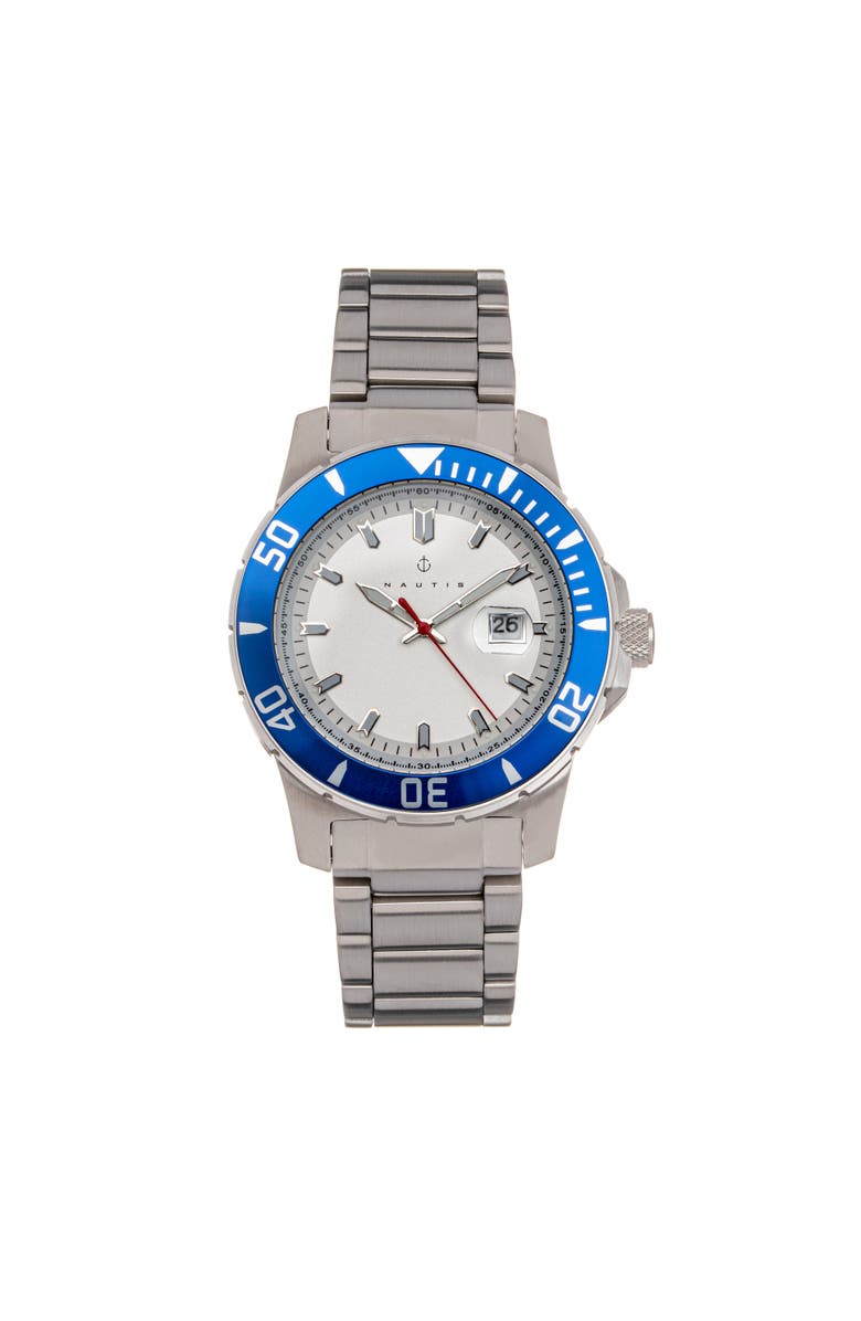 Nautis Admiralty Pro 200 Bracelet Watch w/Date, Main, color, Blue/White