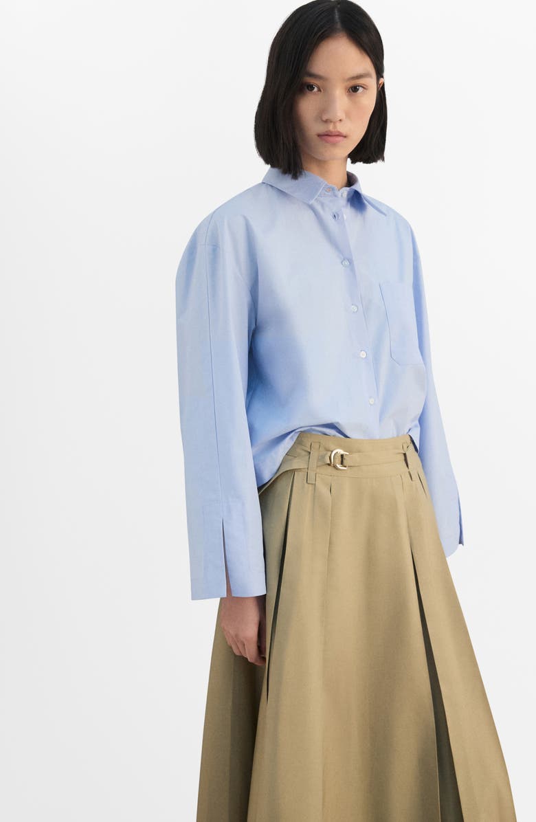 MANGO Belted Pleated A-Line Skirt, Alternate, color, Medium Brown