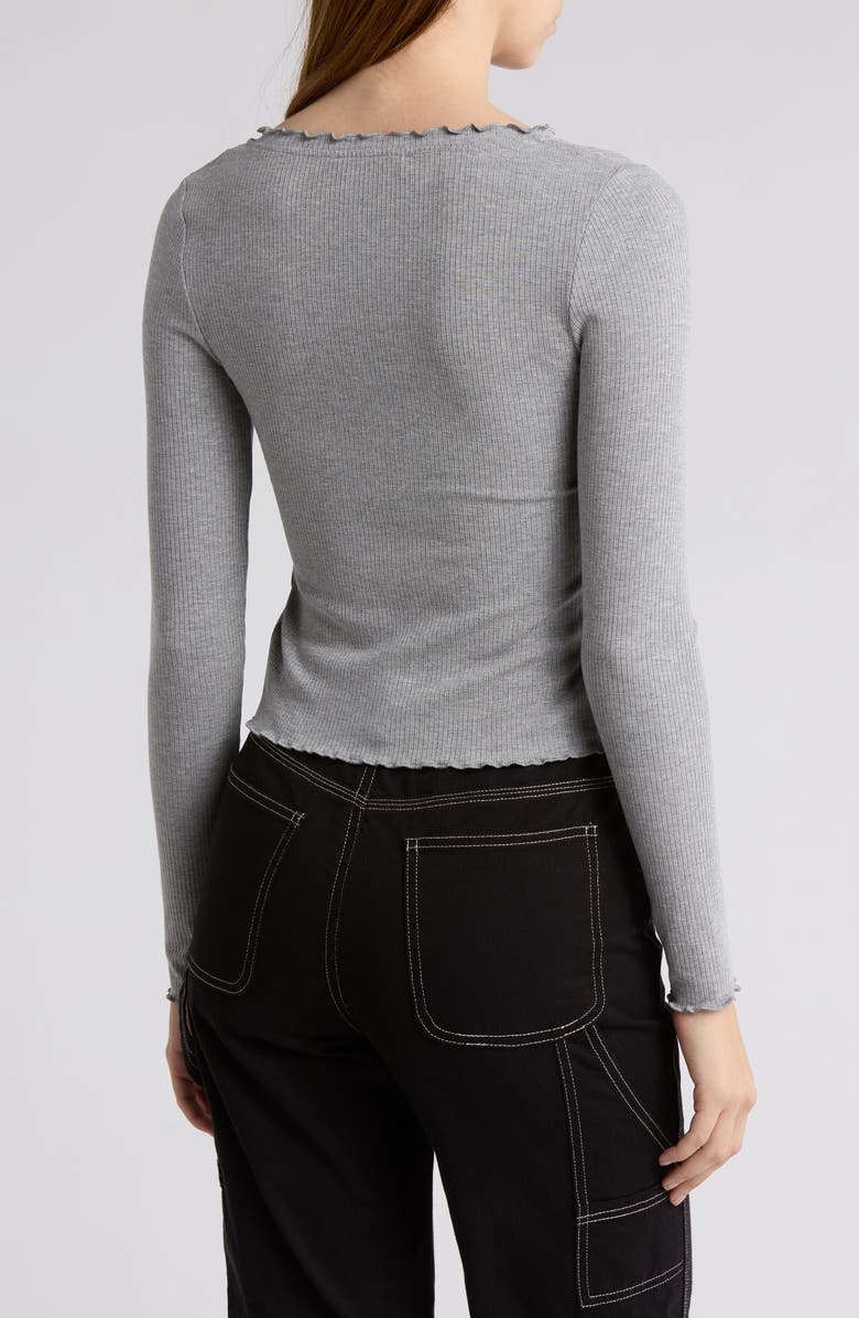Elodie Tie Front Long Sleeve Crop Top, Alternate, color, Heather Grey