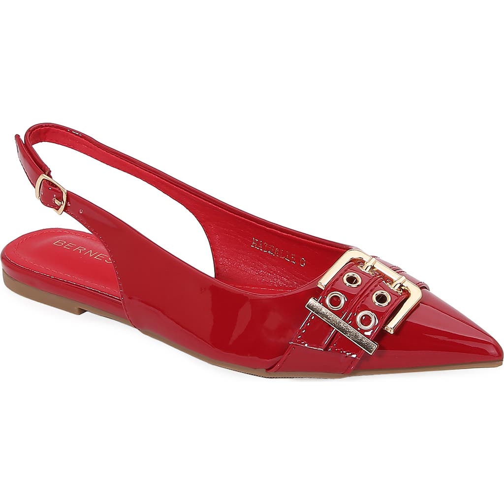 Berness Buckle Slingback Pointed Toe Flat In Red