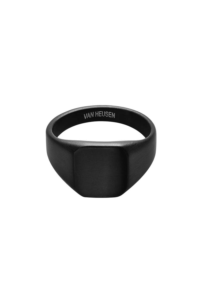 Men's Black Stainless Steel Signet Ring, Main, color, BLACK