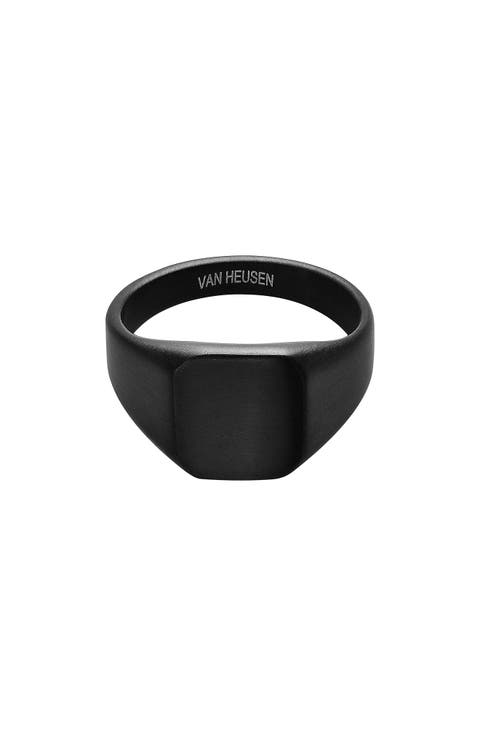 Men's Black Stainless Steel Signet Ring