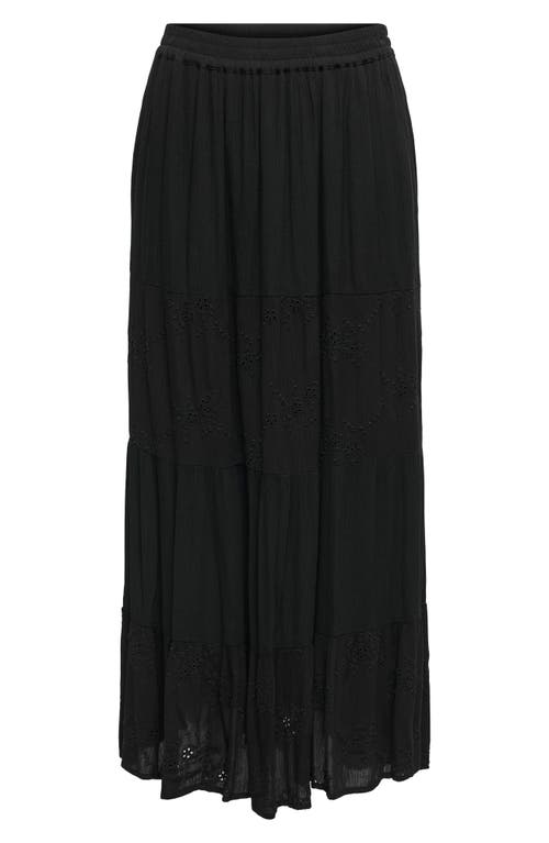 Only Onlchiara Broderie Maxi Skirt In Black