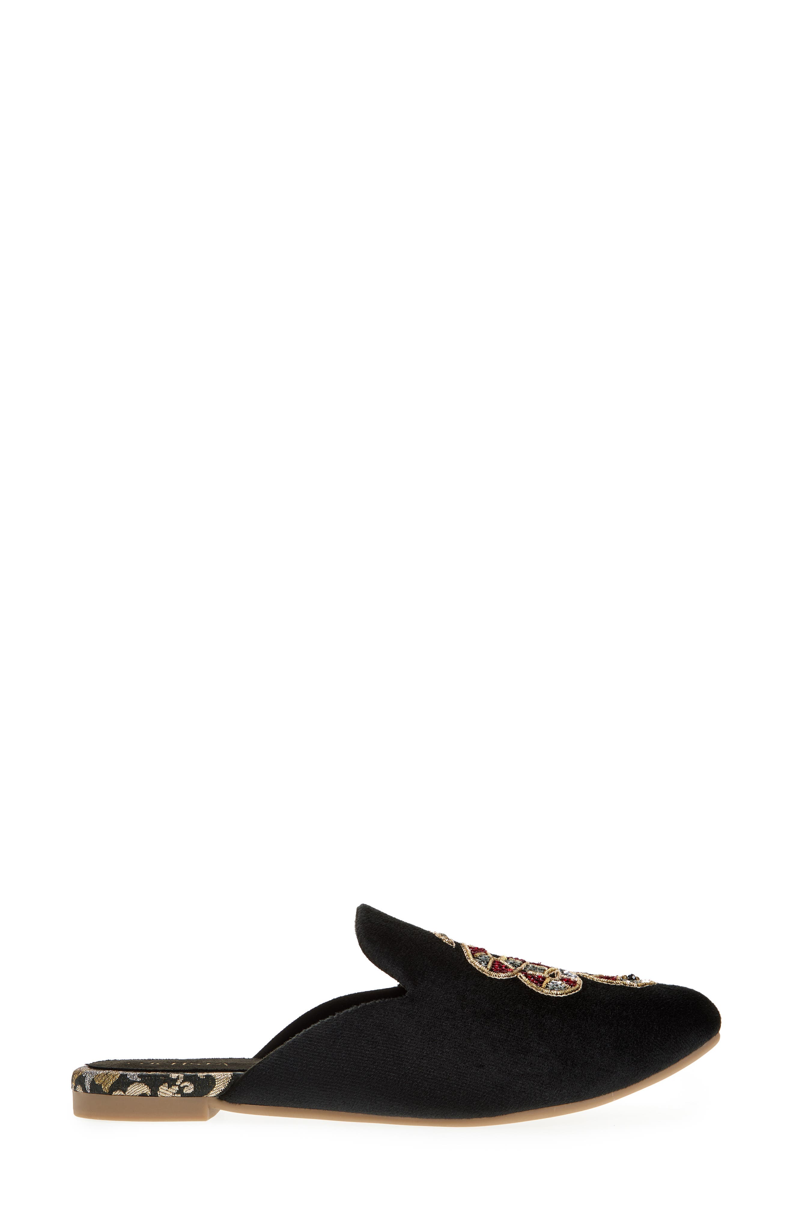 FUCHSIA Embroidered Serpent Pointed Toe Mule, Alternate, color, Black
