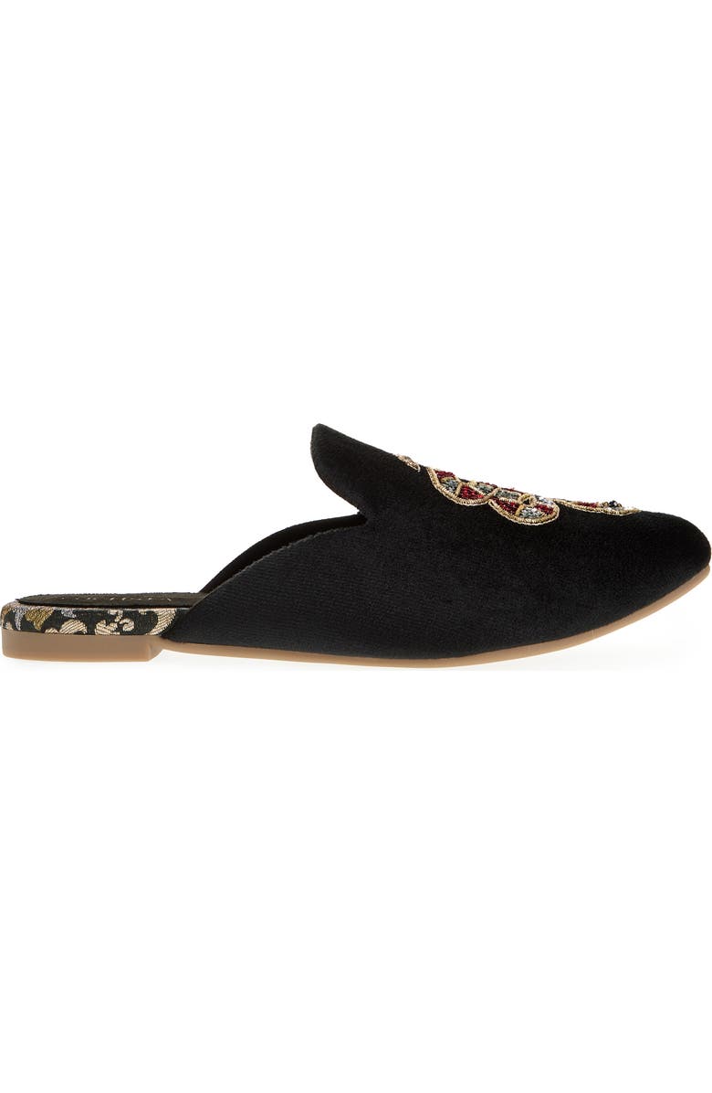 FUCHSIA Embroidered Serpent Pointed Toe Mule, Alternate, color, Black