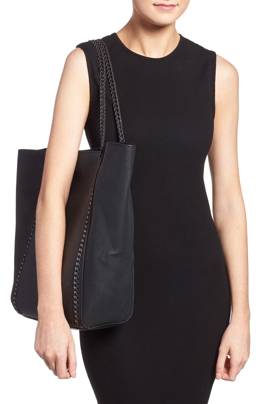 Phase 3 Chain Faux Leather Tote, Alternate, color, 