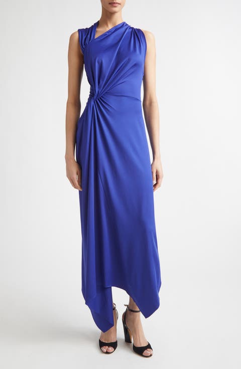 Asymmetric Stretch Jersey Midi Dress