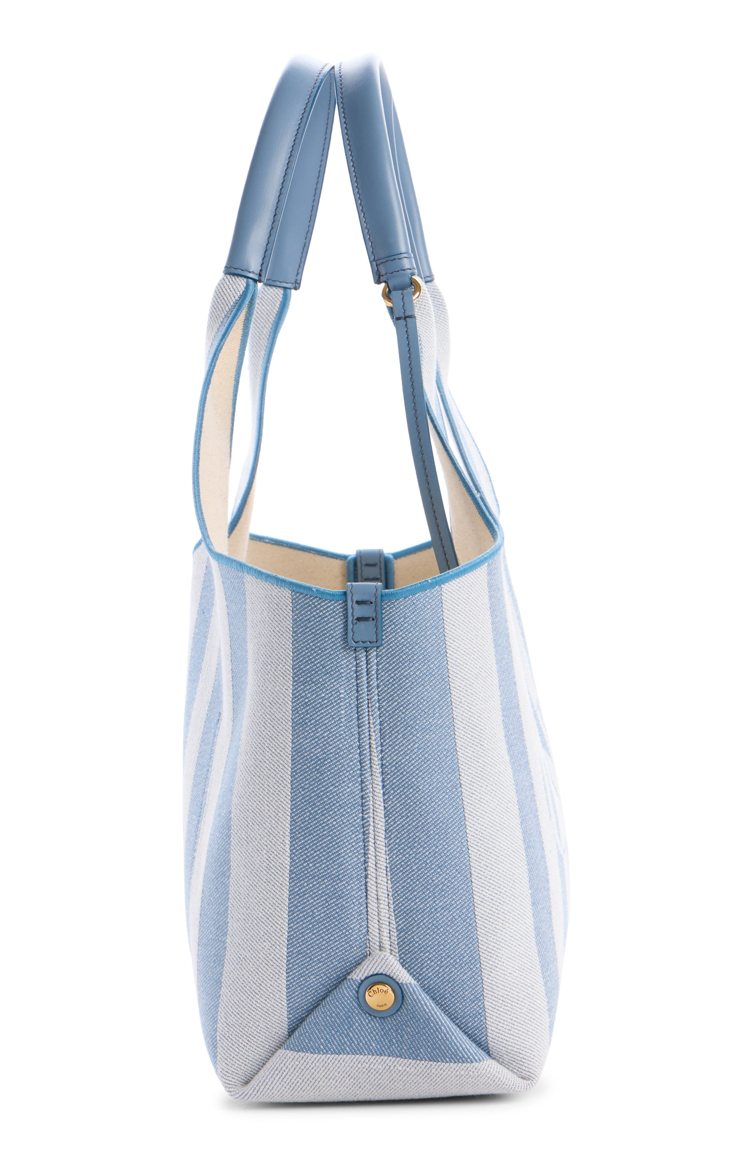 Chloé Stripy Logo Jacquard Tote, Alternate, color, Surfing Blue