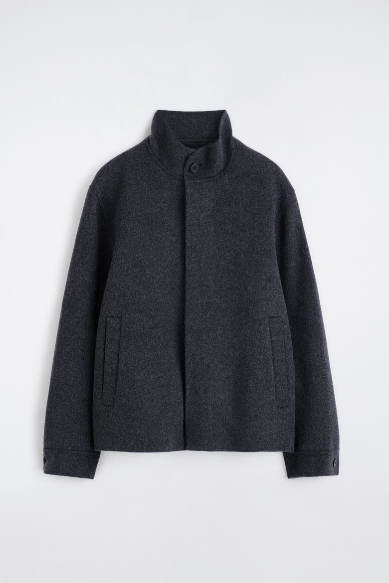 Double-Faced Wool Mock-Neck Jacket, Alternate, color, CHARCOAL MÉLANGE
