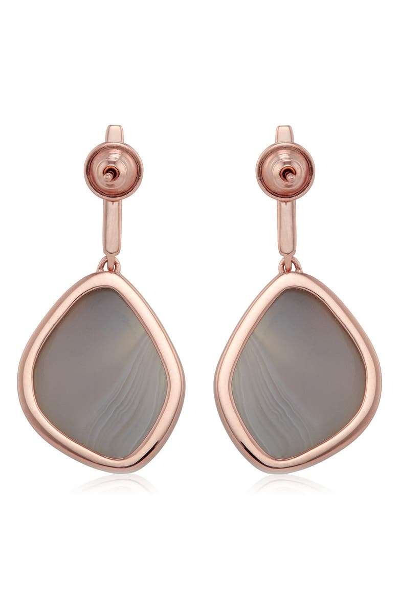 Monica Vinader Siren Nugget Semiprecious Stone Drop Earrings, Alternate, color, Grey Agate/ Rose Gold