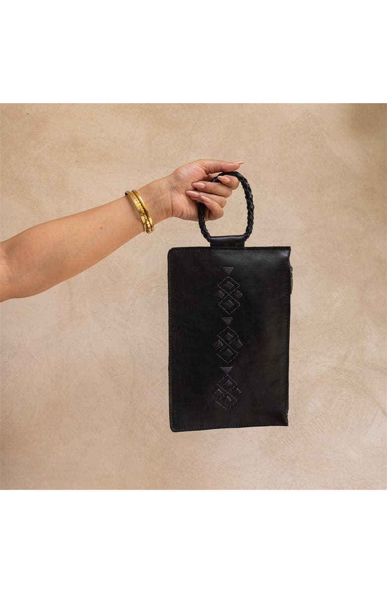 Amasouk Layla Embroidered Clutch, Alternate, color, Black