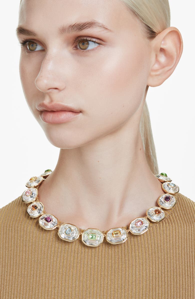 Swarovski Chroma Crystal Collar Necklace, Alternate, color, Gold/ Multi