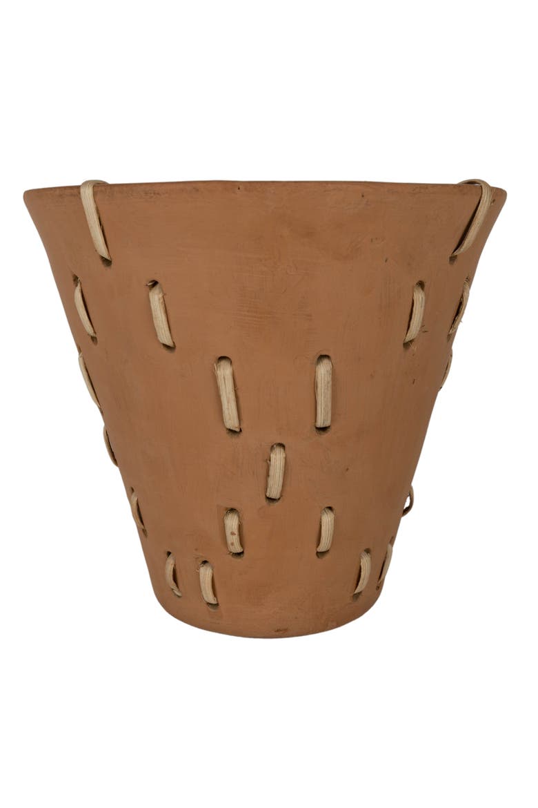 Diamond Weave Terracotta & Cane Planter, Main, color, Orange