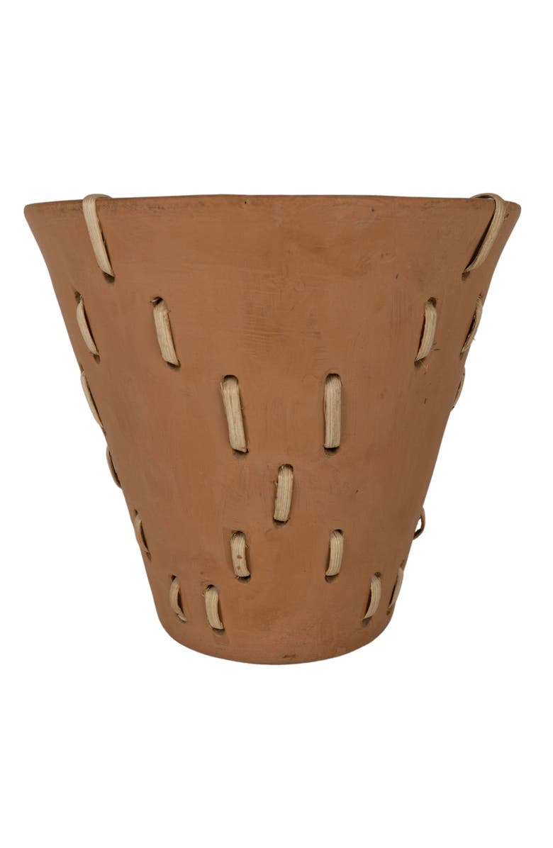 Foreside Home and Garden Diamond Weave Terracotta & Cane Planter, Main, color, Orange