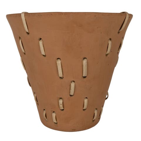 Diamond Weave Terracotta & Cane Planter