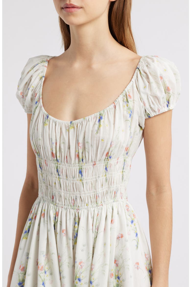 Quinley Floral Organic Cotton Midi Dress, Alternate, color, PAINTED BOUQUET