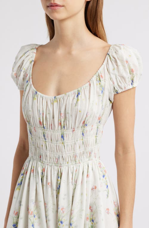 Doen Dôen Quinley Floral Organic Cotton Midi Dress In Painted Bouquet