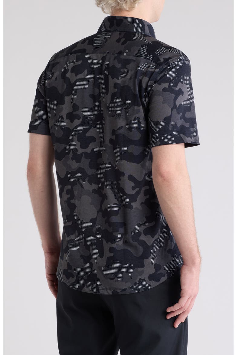 DRYTOUCH® Performance Camo Print Short Sleeve Button-Up Shirt, Alternate, color, BLACK