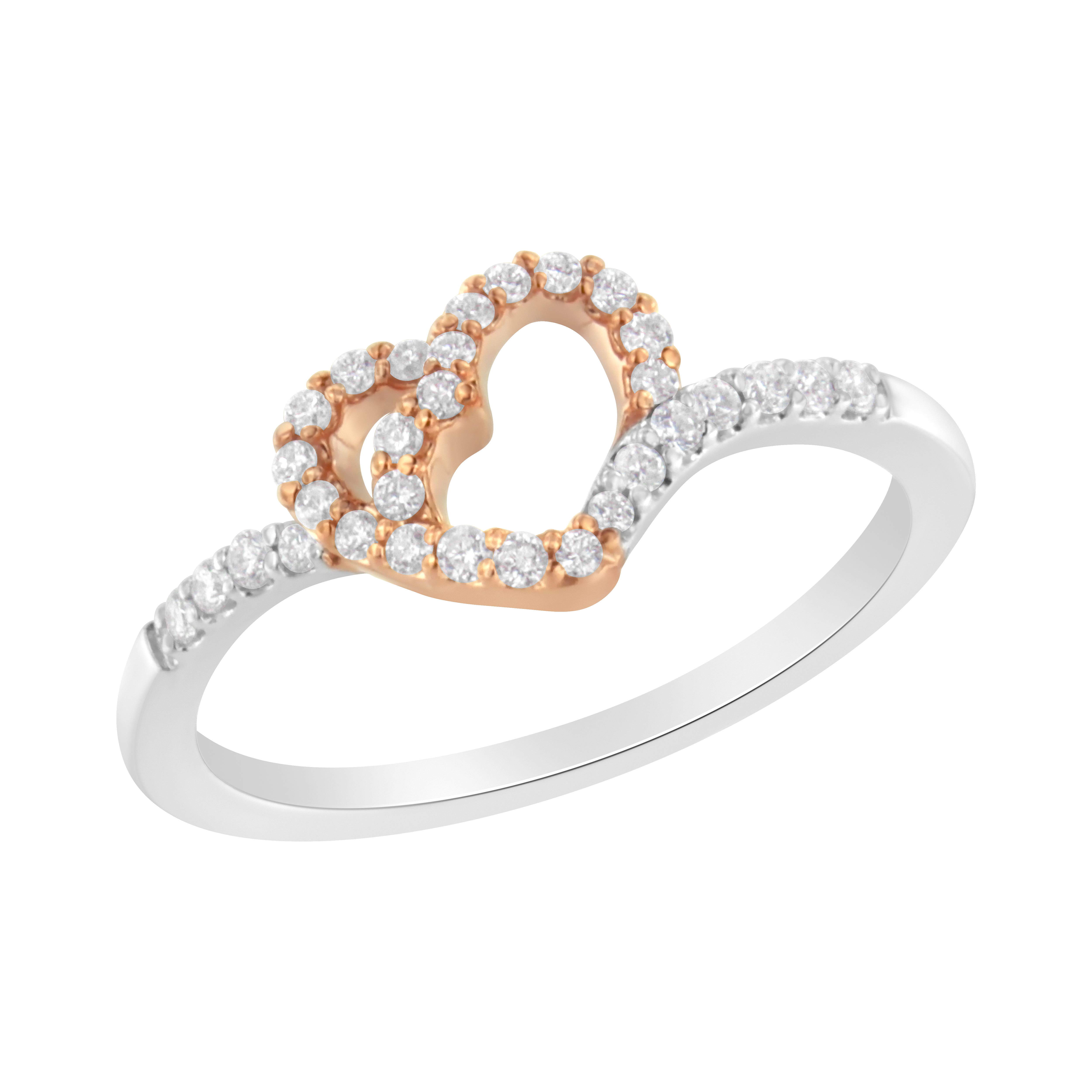 Haus of Brilliance 10K Rose Gold over Silver 1/5 Cttw Diamond Two Tone ...