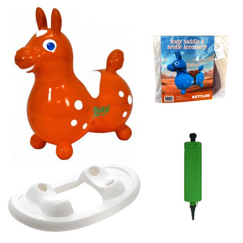Rody Inflatable Bounce Horse with Rocking Base & Saddle-Bridle Accessory