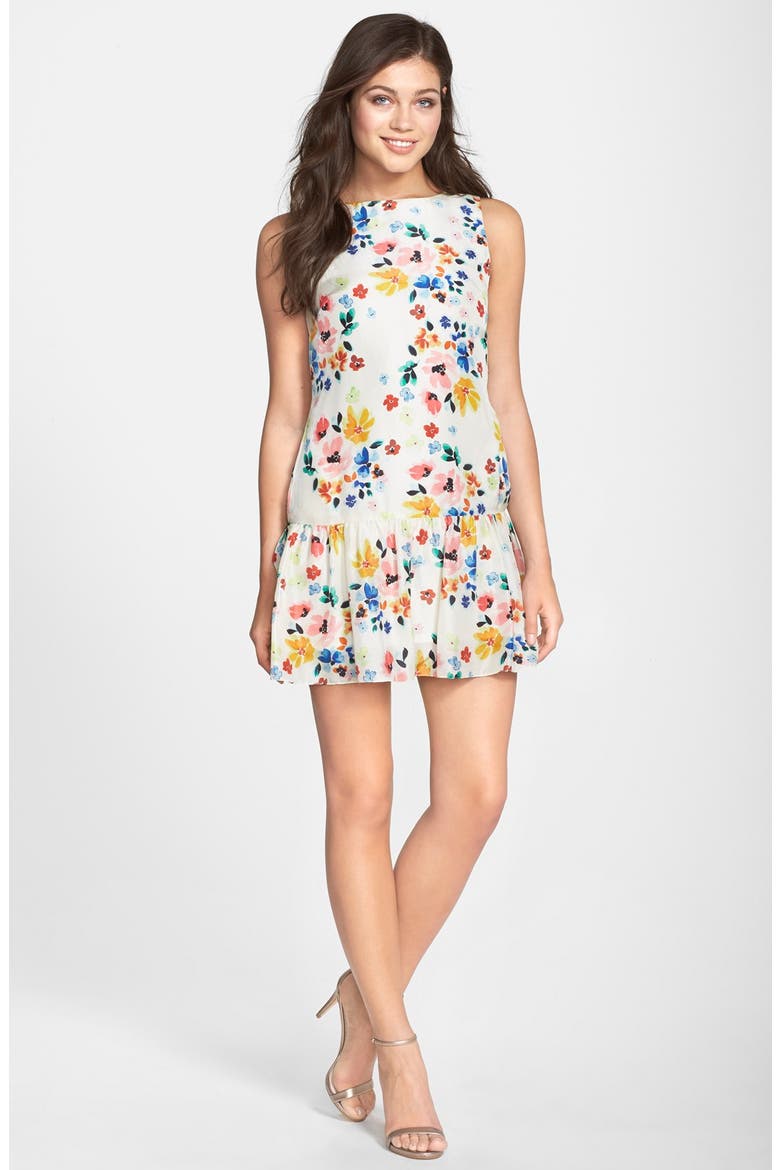 by Cynthia Steffe Floral Print Drop Waist Dress, Main, color, LIGHT CREAM