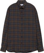 Sunspel Check Brushed Cotton Flannel Button-Down Shirt