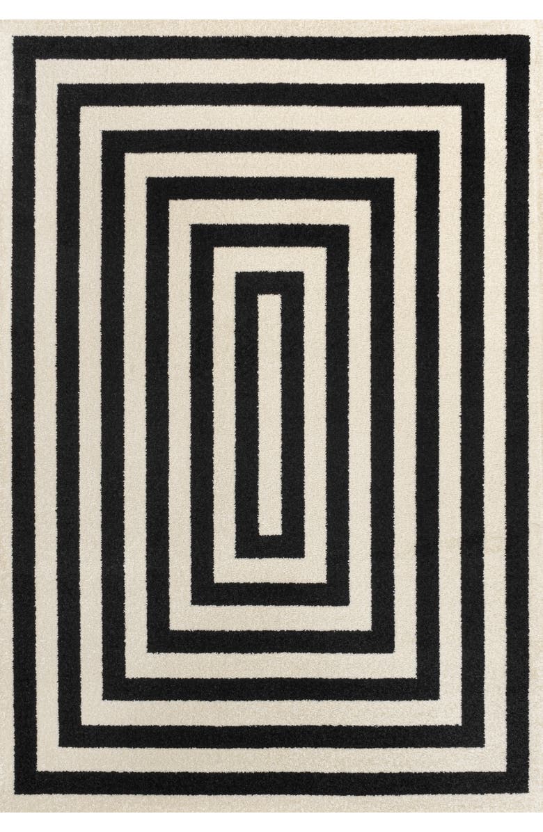JONATHAN Y Bandol Modern Classic Mitre Stripe Area Rug, Main, color, Black/Ivory