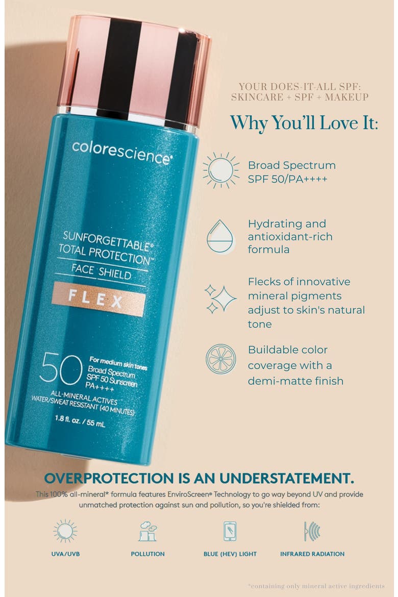 Sunforgettable® Total Protection® Face Shield Flex SPF 50, Alternate, color, DEEP