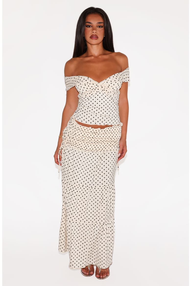 Denali Polka Dot Tiered Maxi Skirt, Alternate, color, WHITE POLKA DOT