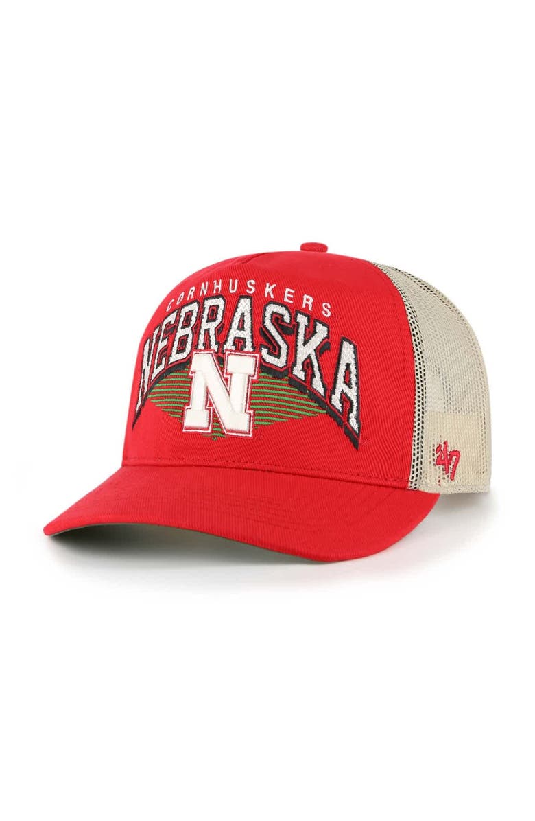 '47 Men's '47 Scarlet Nebraska Huskers Pomona Mesh Hitch Adjustable Trucker Hat, Main, color, Scarlet