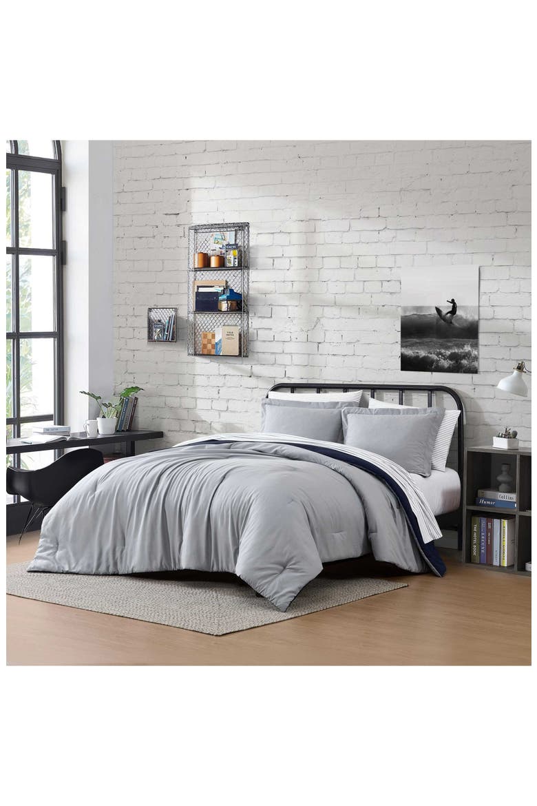 Hayes Microfiber Comforter Set, Alternate, color, MEDIUM / DARK GREY