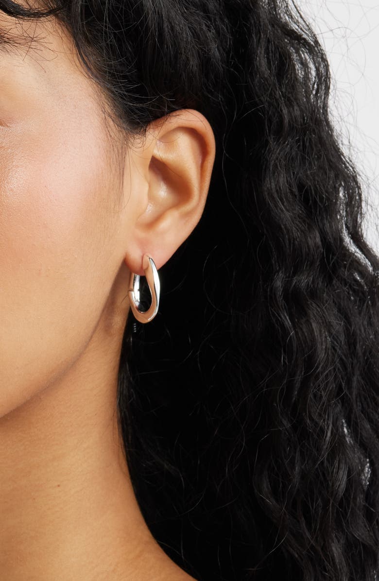 Open Edit Curb Link Hoop Earrings, Alternate, color, Silver