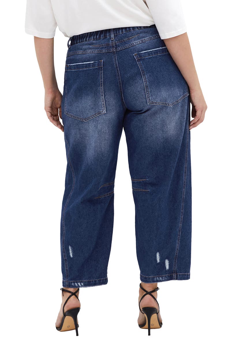 Harley Bea High Waist Distressed Barrel Leg Jeans, Alternate, color, DARK WASH
