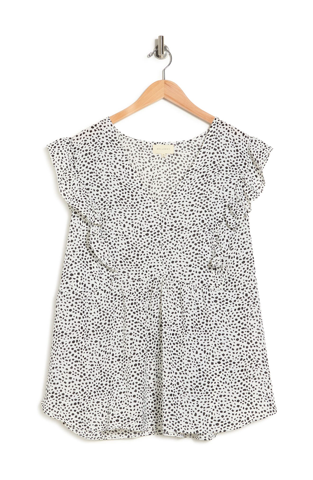 MELLODAY V-Neck Ruffle Trim Top (Women) | Nordstromrack