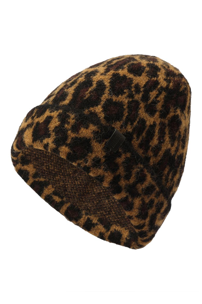 Brushed Leopard Pattern Beanie, Alternate, color, NATURAL MULTI