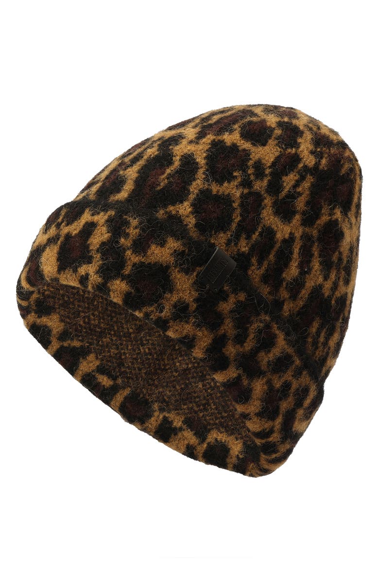 AllSaints Brushed Leopard Pattern Beanie, Alternate, color,