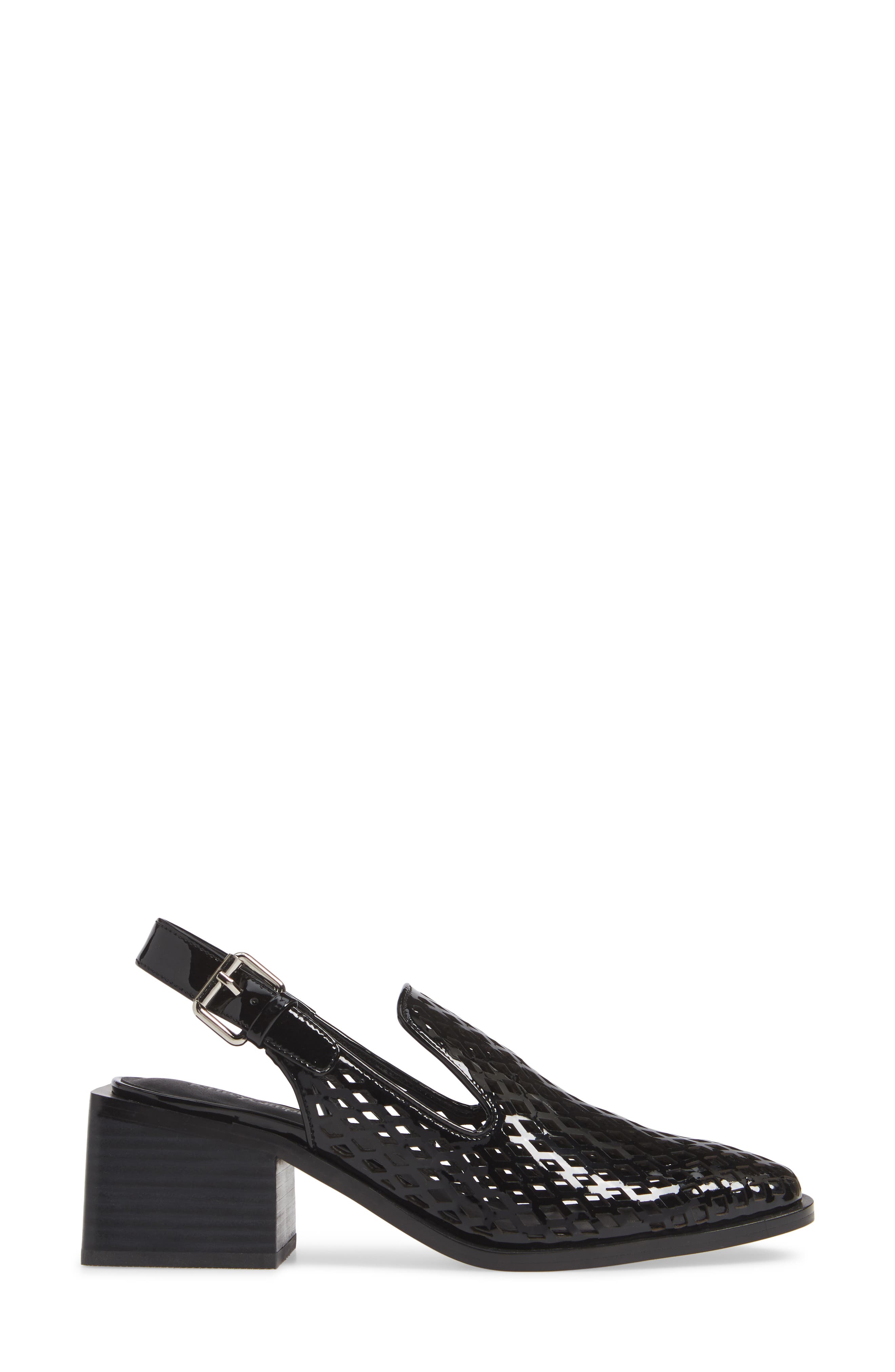 Henriet-C Perforated Slingback Pump, Alternate, color, BLACK PATENT LEATHER