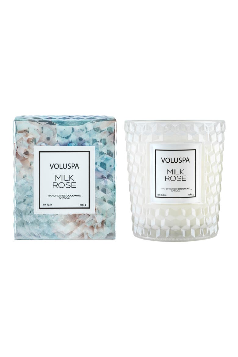 Roses Classic Textured Glass Candle, Alternate, color, MILK ROSE